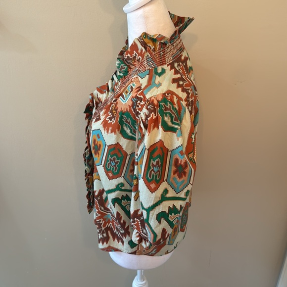 Love The Label Ivory Marrakech Patterned Short Sleeve Top Blouse Sz Small - Picture 6 of 8